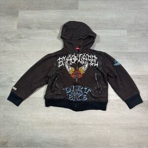 Black Label Y2K Hoodie Kids Dirt Sweat Bike 15.5x15  Full Zip Streetwear